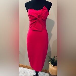 Miss Selfridge Women’s Fushia Strapless Cocktail Dress Lined Bodice Size 4